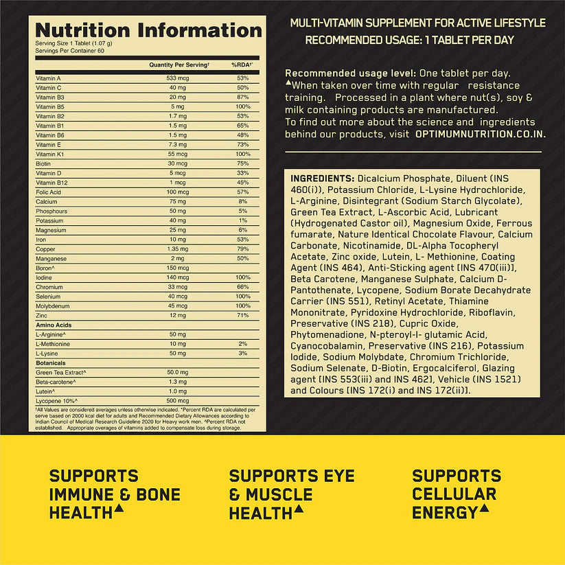 Optimum Nutrition (ON) Multivitamin for MEN– 60 Tablets