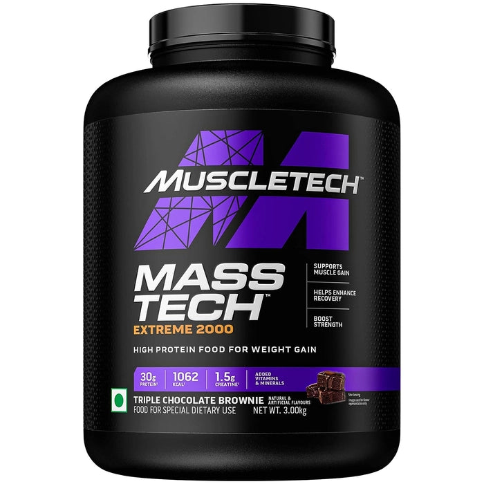 MuscleTech MassTech Extreme Mass Gainer, 30g Protein, 1073 KCAL, 1.5g Creatine With Added Multi Vitamins
