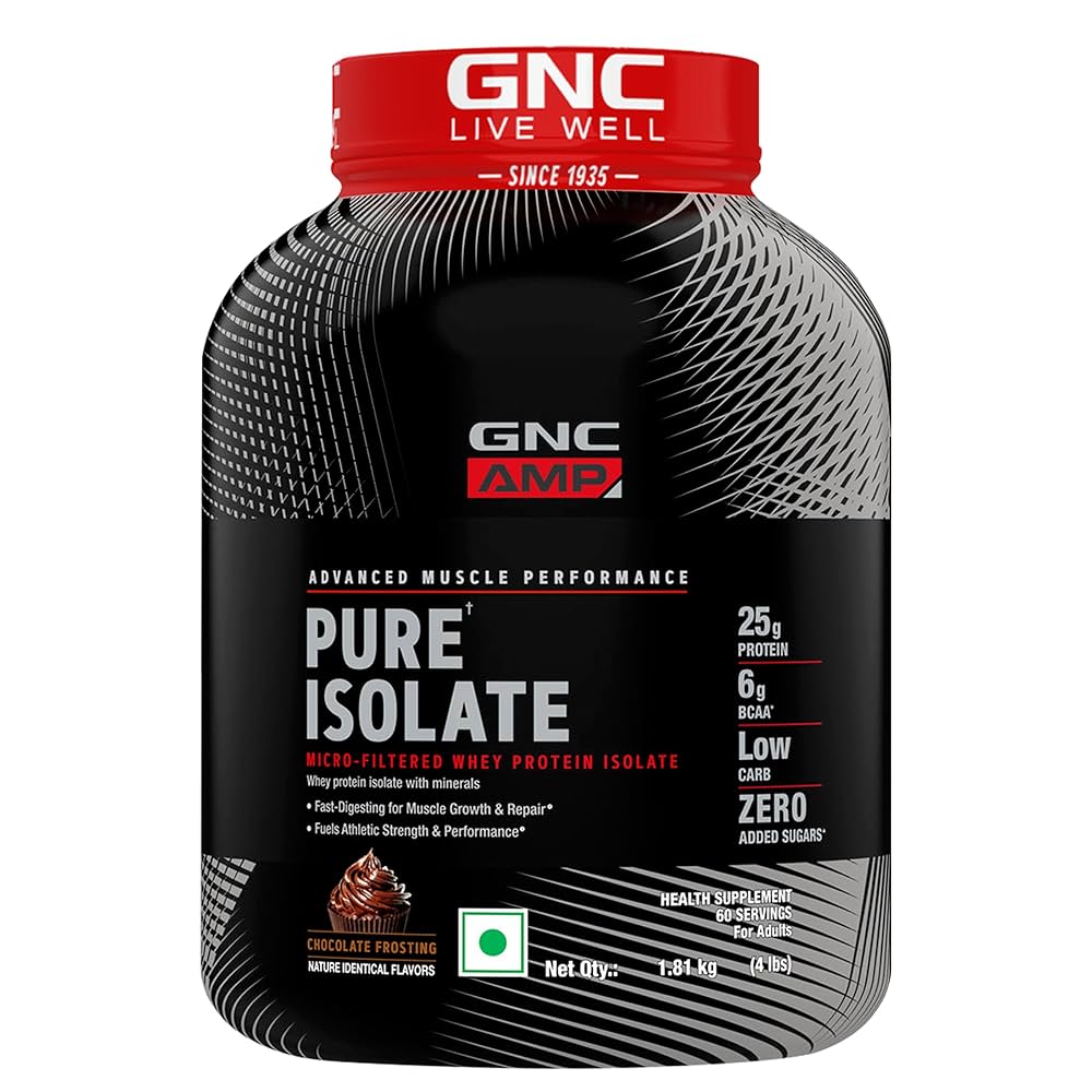 GNC AMP Pure Isolate Low Carb | Boosts Athletic Performance | Builds Lean Muscles | Speeds Up Recovery | Increases Strength Chocolate Frosting