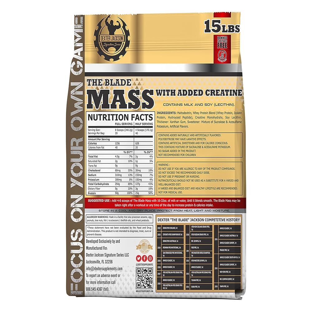 Dexter Jackson The Blade Mass Added Creatine 6804g (15 lbs) Rich Chocolate Flavor