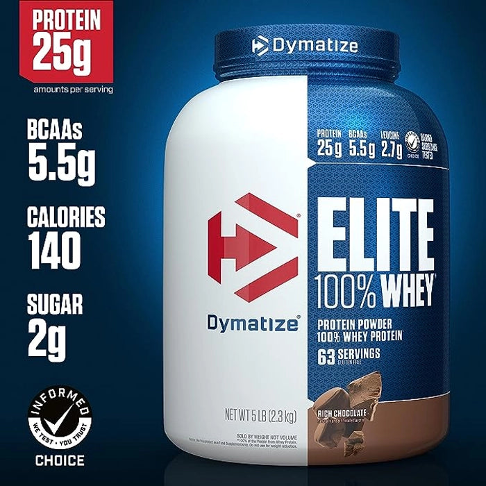 Dymatize Elite 100% Whey Protein, 2.27 kg (5 lb), Rich-Chocolate