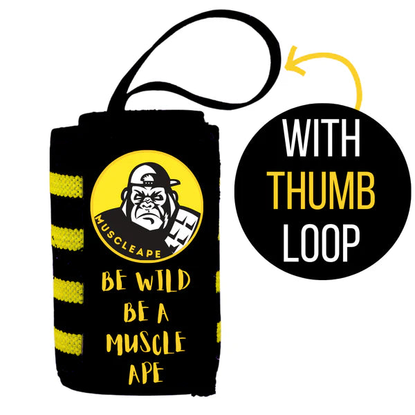 Muscleape Wrist Support Wraps for Gym| For Powerlifters, Bodybuilders and Other Strength Athletes| 20X3 Inches with Thumb Loop | Wrist Support Gym | Muscleape