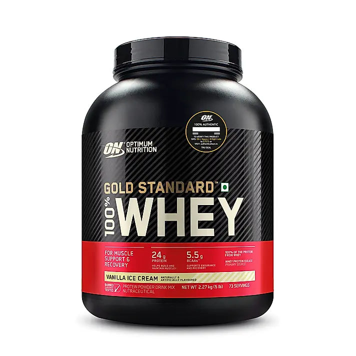 Optimum Nutrition (ON) Gold Standard 100% Whey Protein Powder - 5 lbs, 2.27 kg (Double Rich Chocolate)