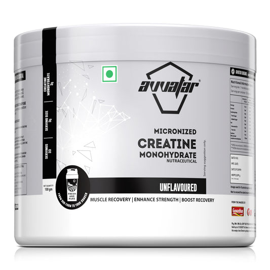 avvatar Micronized Creatine Monohydrate Powder (100 G,33 Servings)| Unflavoured