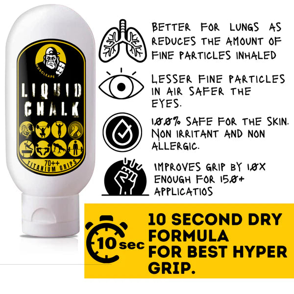 Muscleape Liquid Chalk Cream For Titanium Strenght Dry Grip.Sweat Free Hands for Weightlifting, Gym, Rock Climbing, Calisthenics, Gymnastics, CrossFit, Bodybuilding. 70 Ml. | | Muscleape