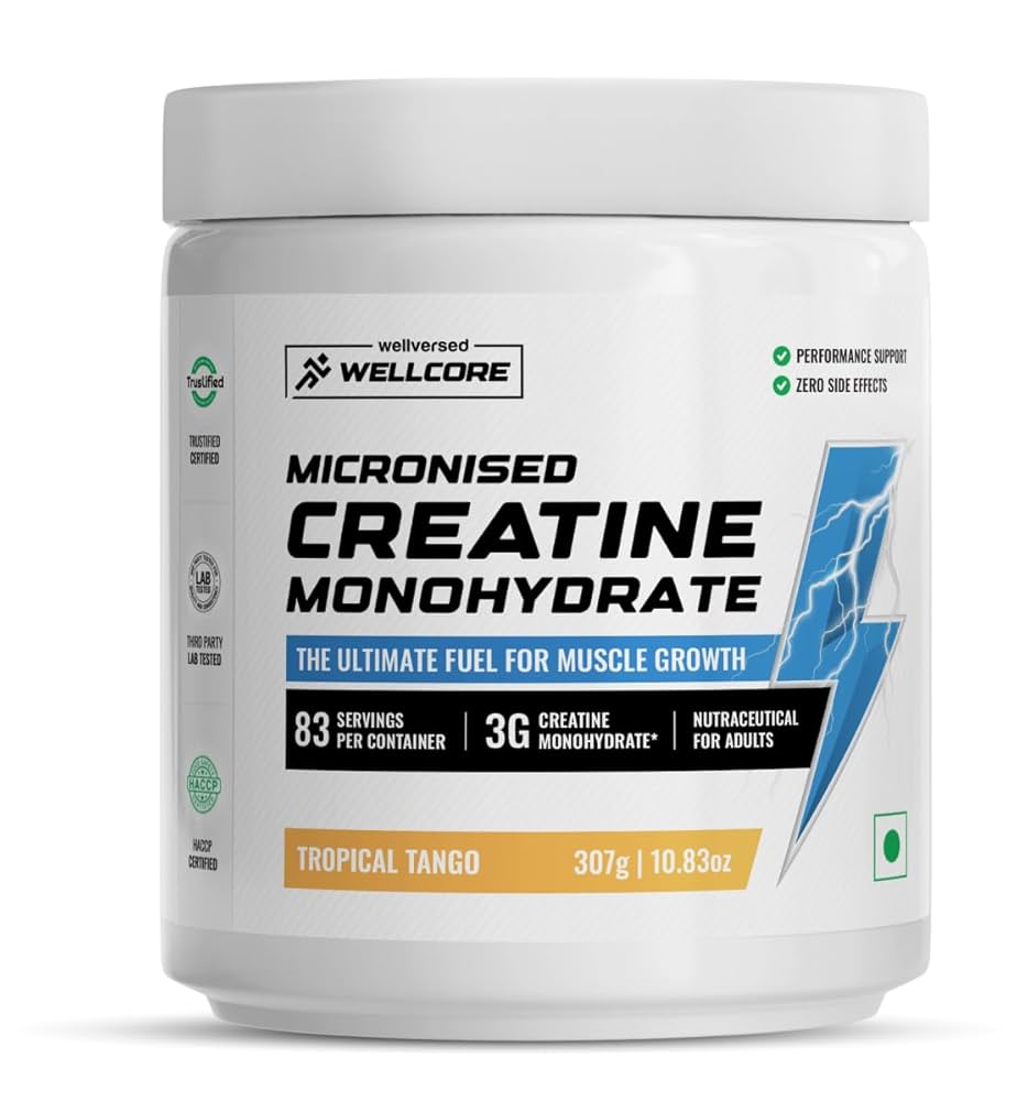 Wellcore Pure Micronised Creatine Monohydrate Powder (Kiwi Kick) - 307 g