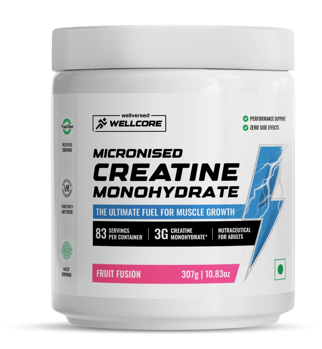 Wellcore Pure Micronised Creatine Monohydrate Powder (Kiwi Kick) - 307 g