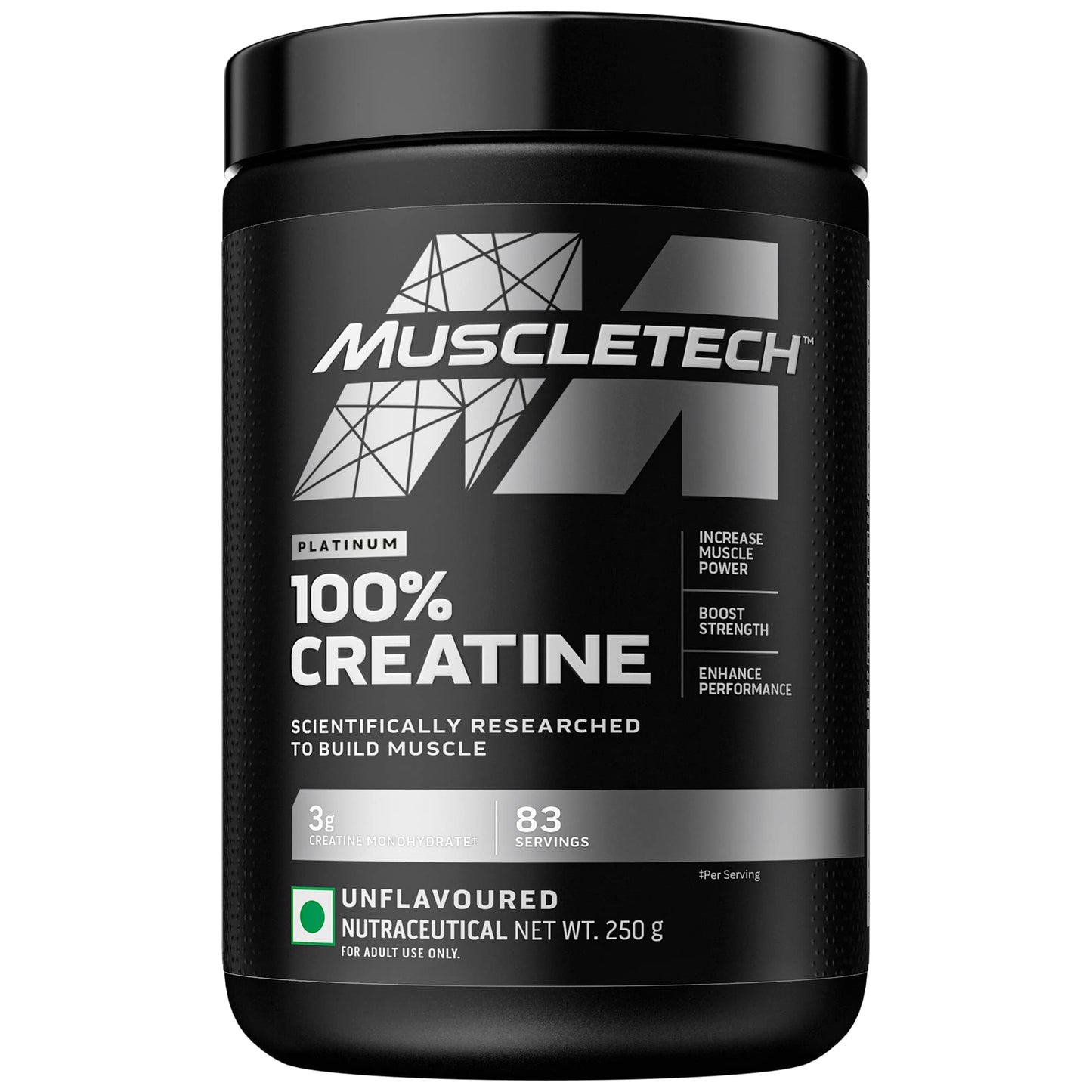 MuscleTech Platinum 100% Creatine Powder (Unflavoured - 250 Gram,83 Serves)