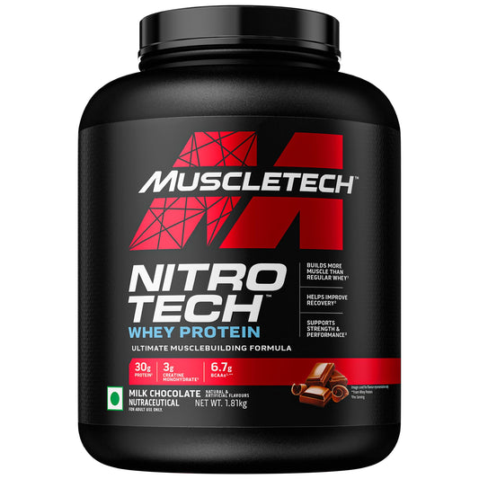MuscleTech Nitro-Tech Whey Protein, 1.81kg (4lbs), Milk Chocolate, 30g Protein