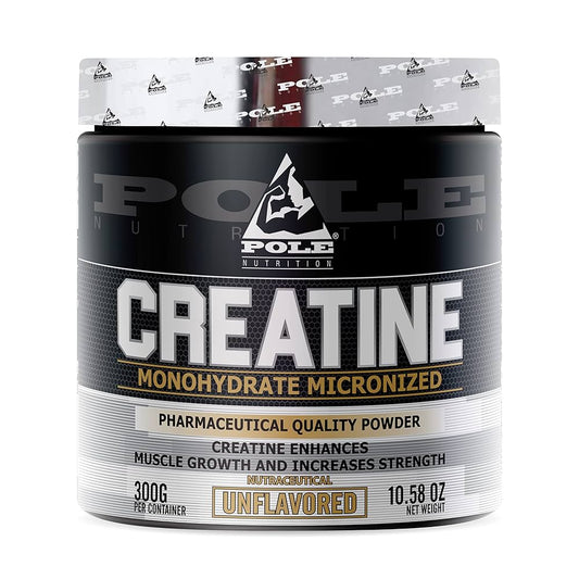 Pole Nutrition Creatine Monohydrate - Micronized Pharmaceutical Quality Powder Unflavored 300g
