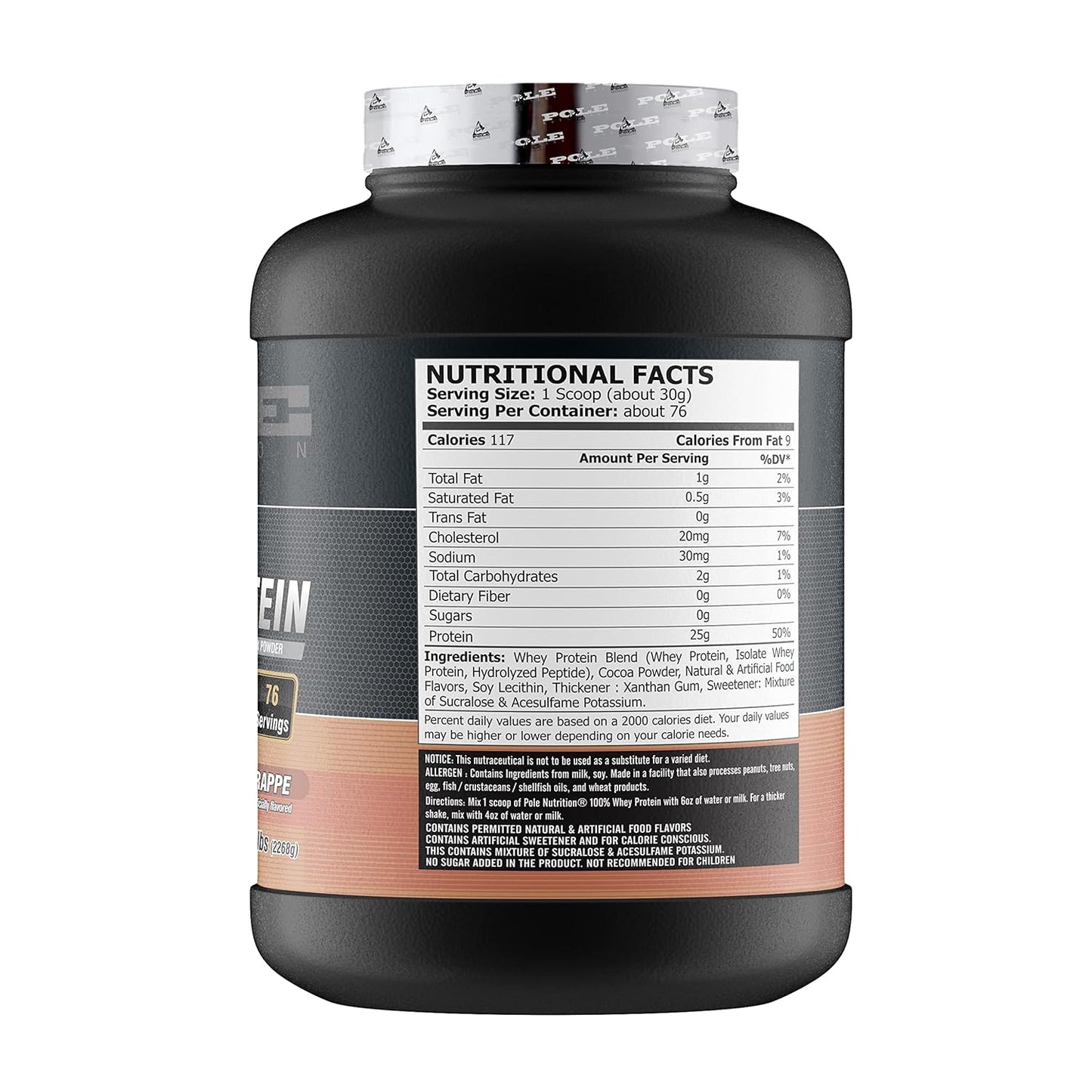 Pole Nutrition - 100% Whey Protein Powder 5Lbs -Cookies and Cream