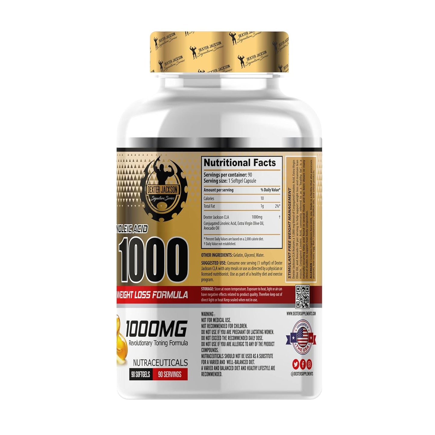 Dexter Jackson CLA 1000 Support Muscles and Enhances Metabolism Gluten-free 90 Servings,90 Softgels