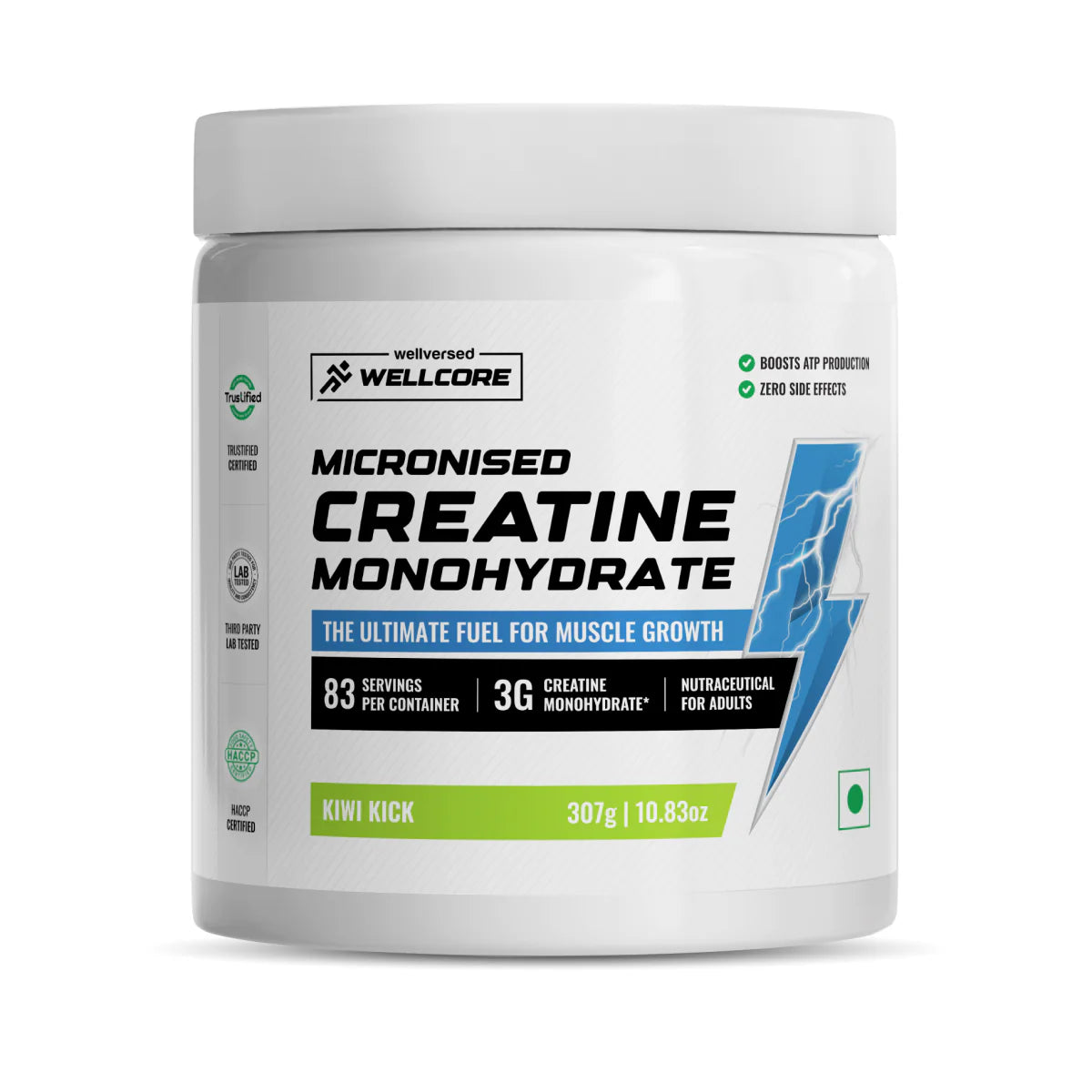 Wellcore Pure Micronised Creatine Monohydrate Powder (Kiwi Kick) - 307 g