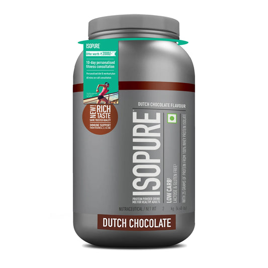 Isopure Whey Protein Isolate Powder with Vitamins for Immune Support - 2kg (Dutch Chocolate)