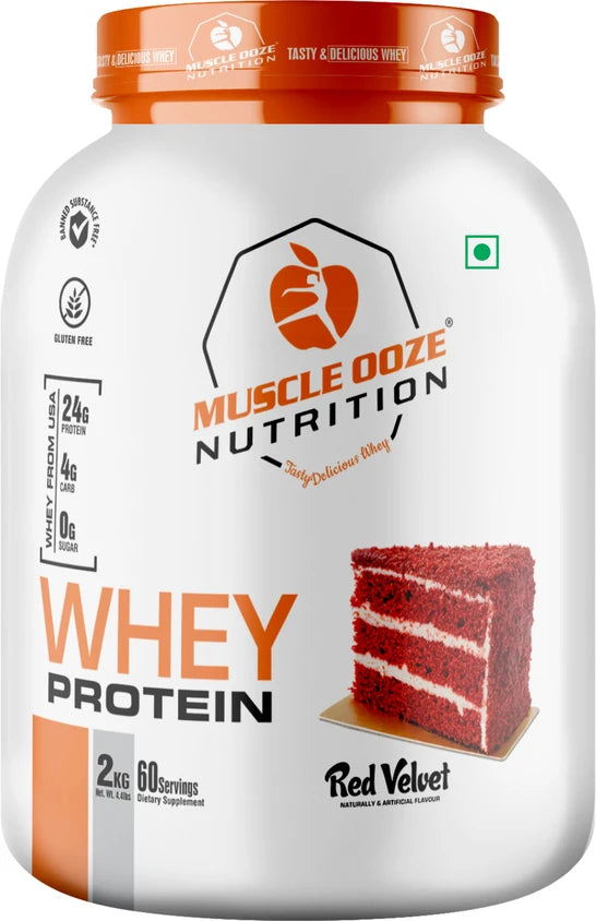 muscle ooze Whey Protein 2Kg Red Velvet with 60 Serving Boost Muscle Recovery