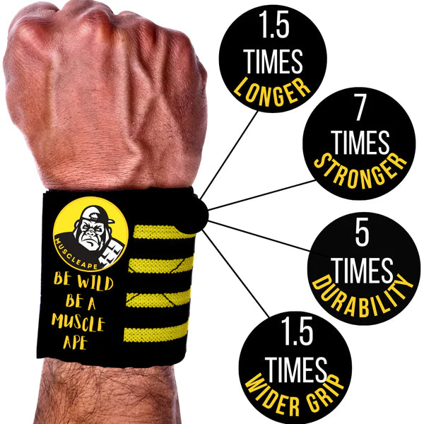 Muscleape Wrist Support Wraps for Gym| For Powerlifters, Bodybuilders and Other Strength Athletes| 20X3 Inches with Thumb Loop | Wrist Support Gym | Muscleape